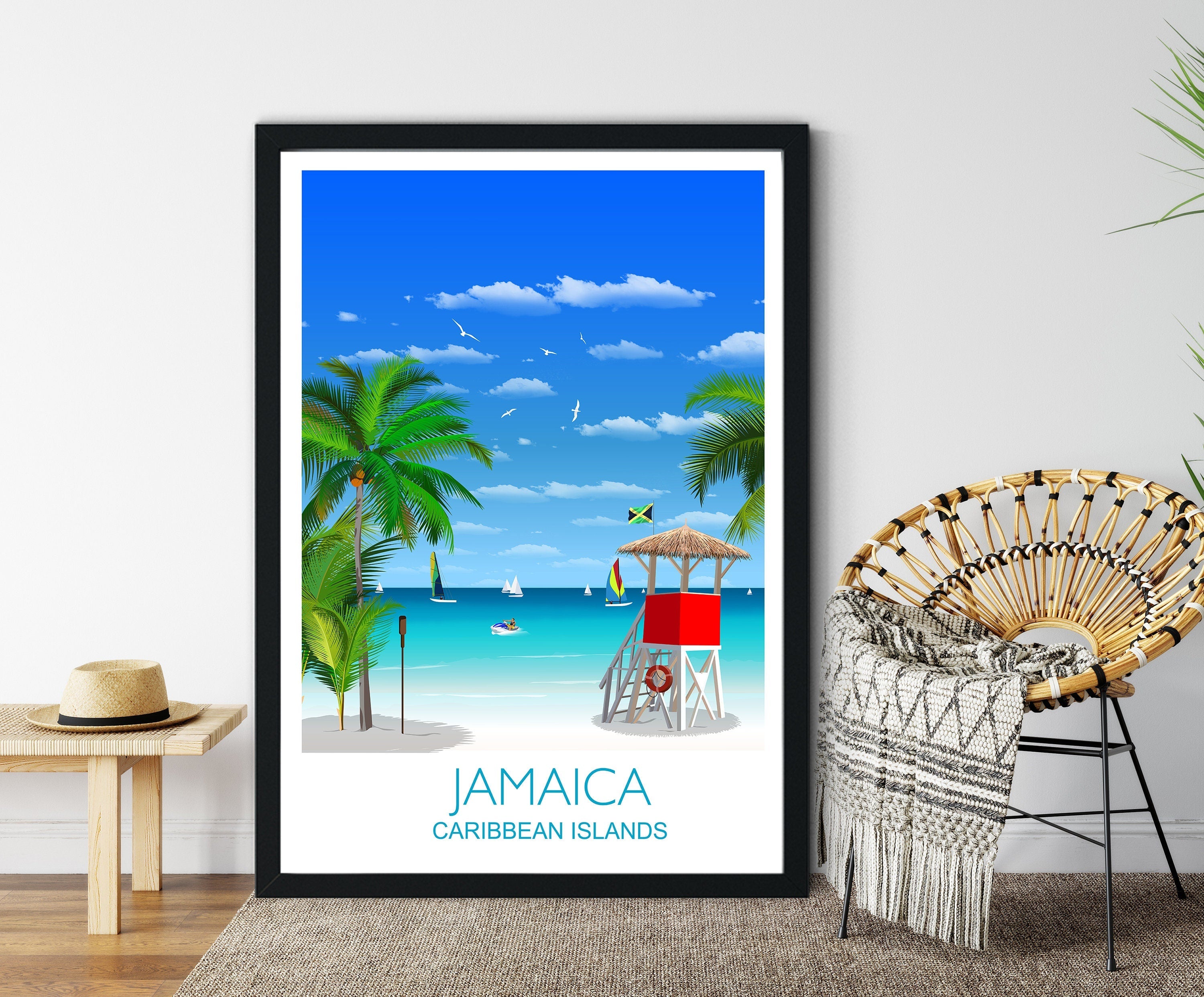 Jamaica Travel Print, Travel Poster of Jamaica, Caribbean NQ Media Designs