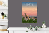Seattle Travel Poster, Travel Print of Seattle, City of Seattle, USA NQ Media Designs