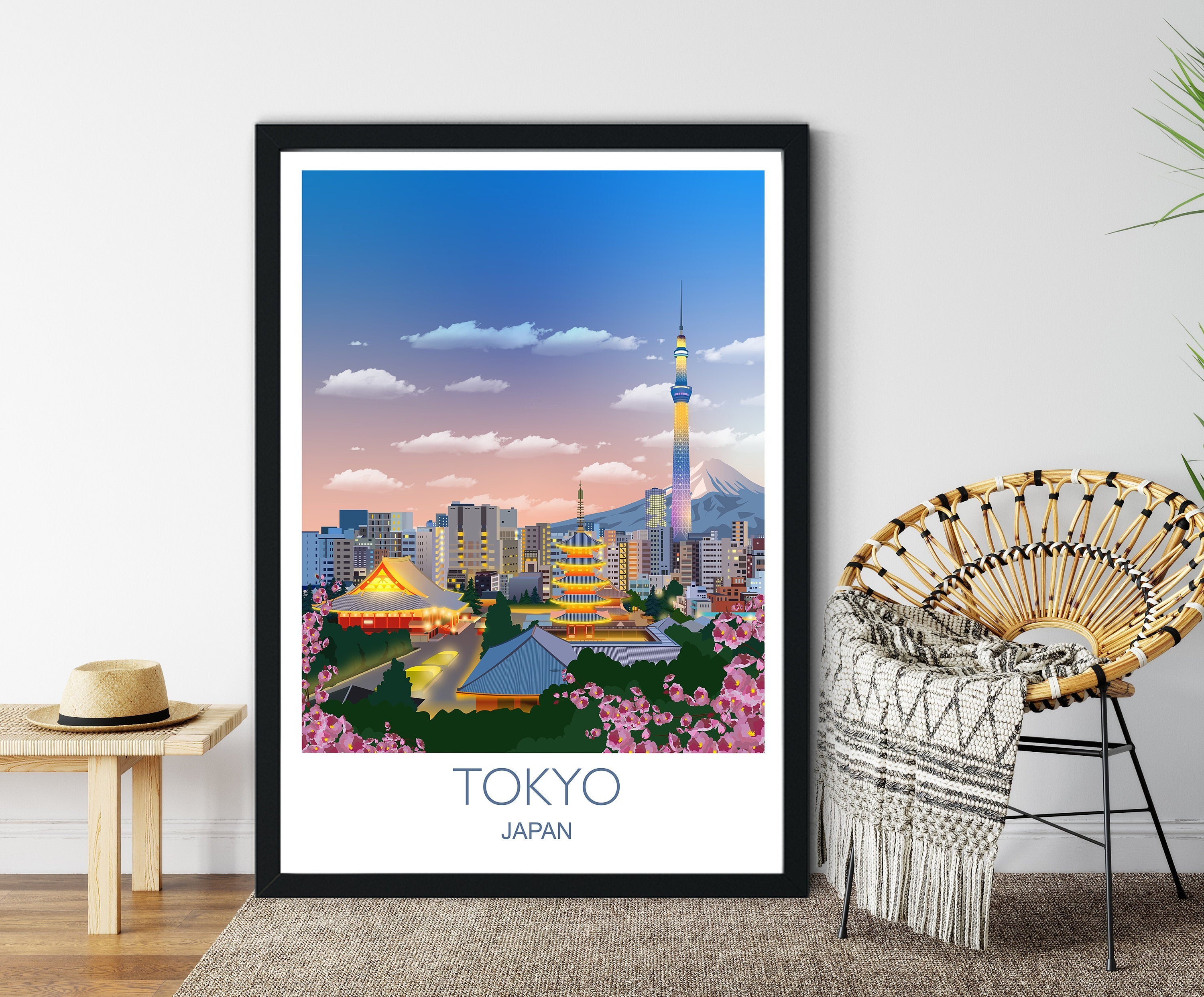 Tokyo Travel Poster, Travel Print of Tokyo, City of Tokyo, Japan NQ Media Designs