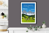 Dolomites Travel Poster, Traditional travel print - Dolomites, Italy NQ Media Designs