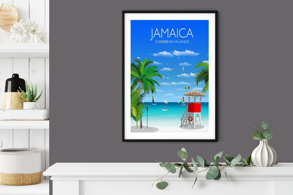 Jamaica Travel Poster, Travel Print of Jamaica, Caribbean