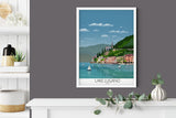Lake Lugano Travel Poster, Travel Print of Lake Lugano, Italian Lakes, Italy NQ Media Designs