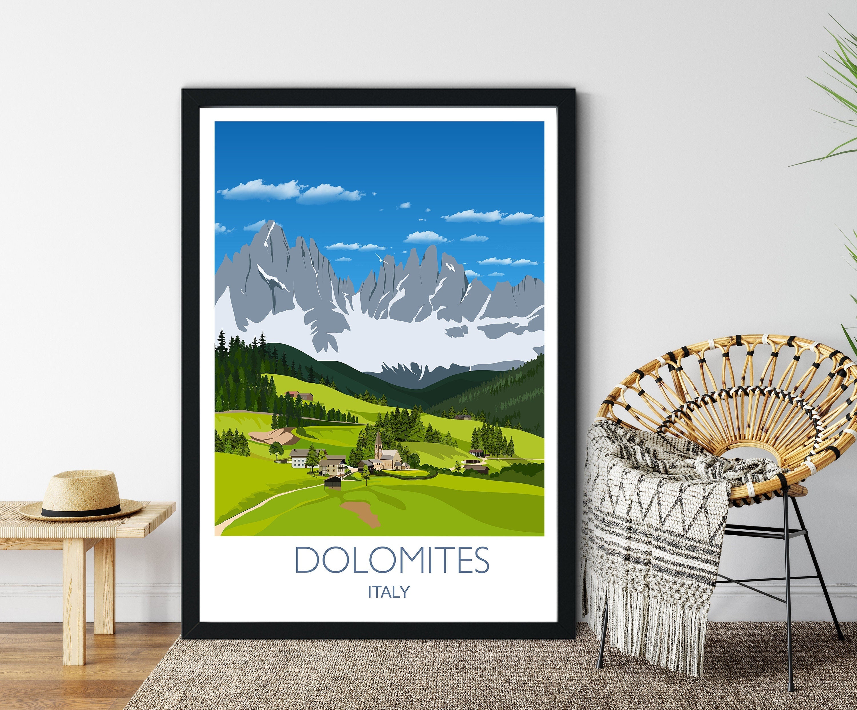 Dolomites Travel Poster, Travel Print of Dolomites, Italy NQ Media Designs