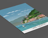 Lake Lugano Travel Poster, Travel Print of Lake Lugano, Italian Lakes, Italy NQ Media Designs