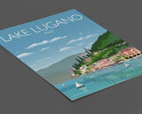 Lake Lugano Travel Poster, Travel Print of Lake Lugano, Italian Lakes, Italy NQ Media Designs