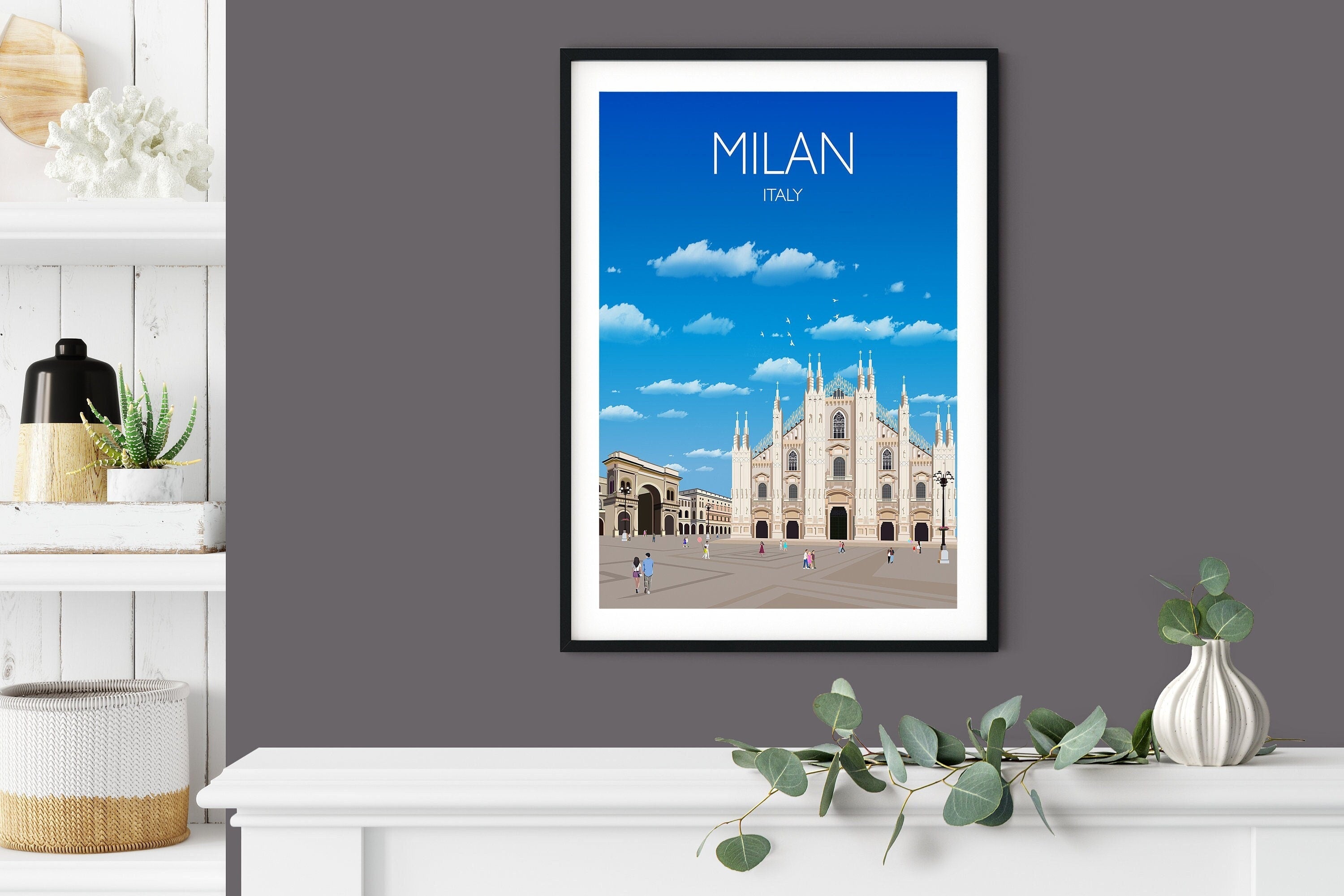 Milan Travel Poster, Travel Print of Milan, City of Milan, Italy, Italy Travel Poster NQ Media Designs