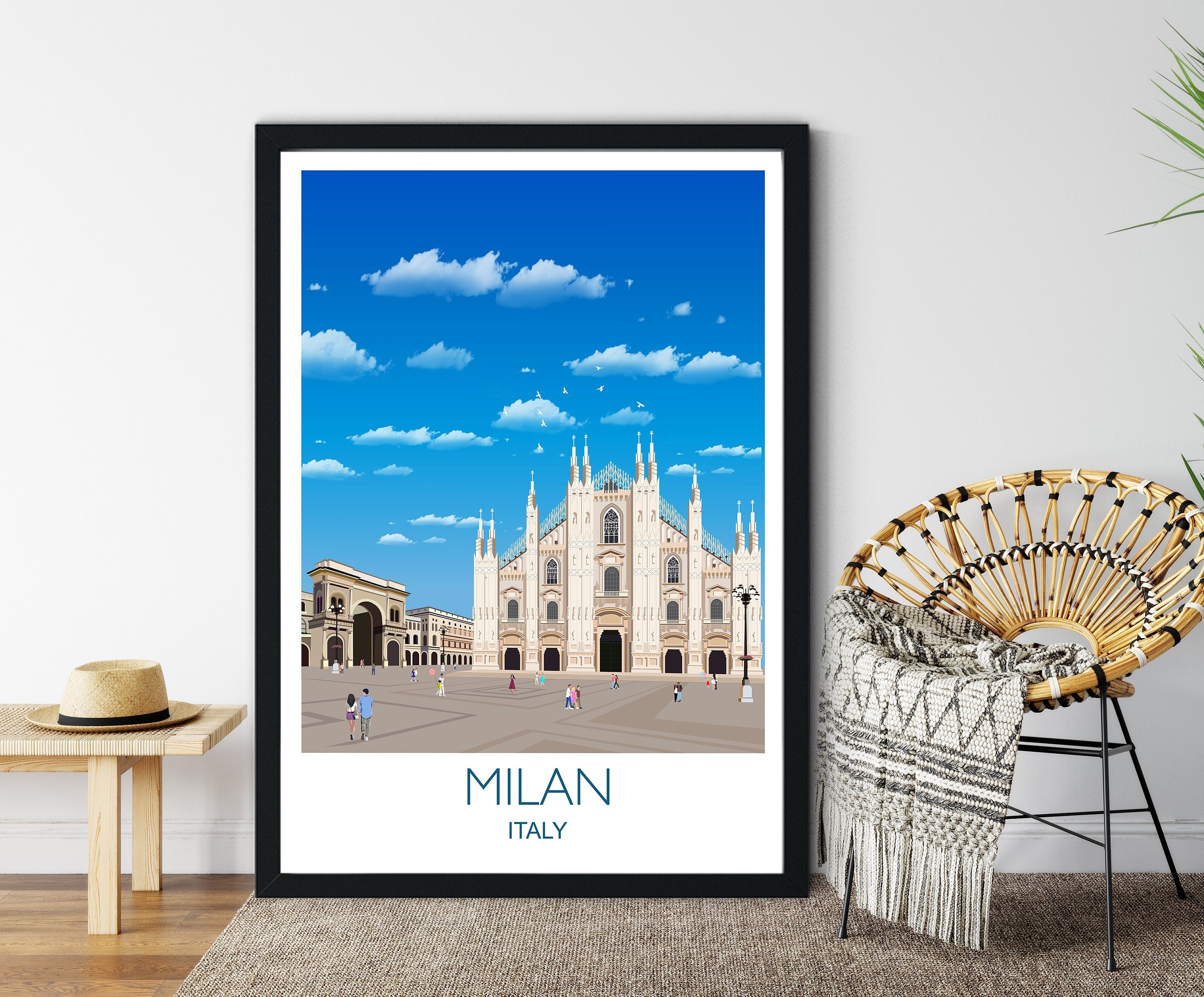 Milan Travel Poster, Travel Print of Milan, City of Milan, Italy NQ Media Designs