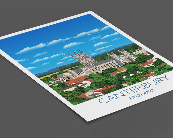 Canterbury Travel Poster, Travel Print of Canterbury, Kent, England, UK