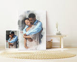 Watercolor Couple Portrait from Photo, Custom Wedding Anniversary Gift for Wife Husband Parents, Engagement Gift for Friend, Unique Wall Art NQ Media Designs