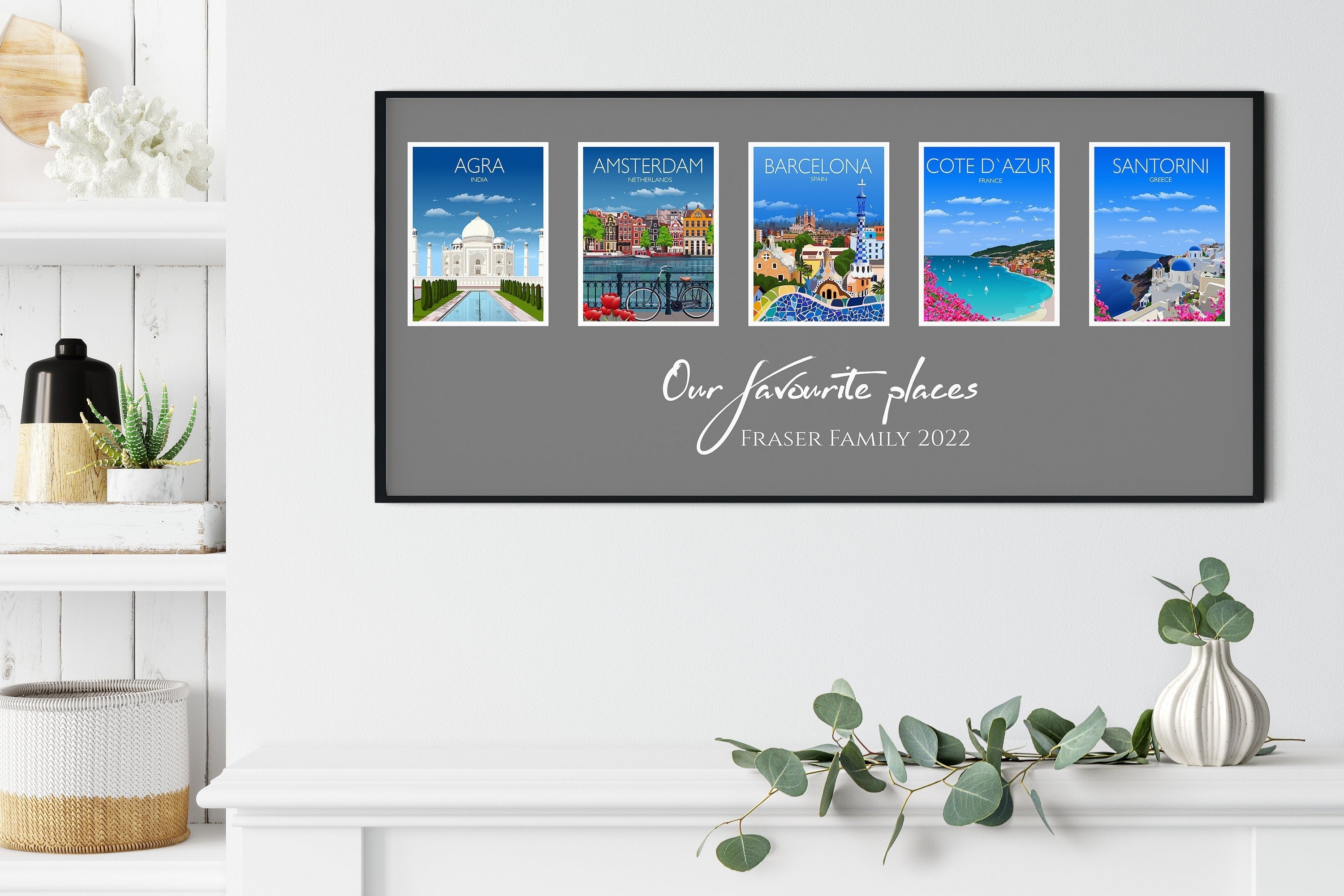 Travel Prints Collage | Travel Posters Collage | Birthday Gift | Mothers Day gift | Honeymoon gift | Wedding gift NQ Media Designs