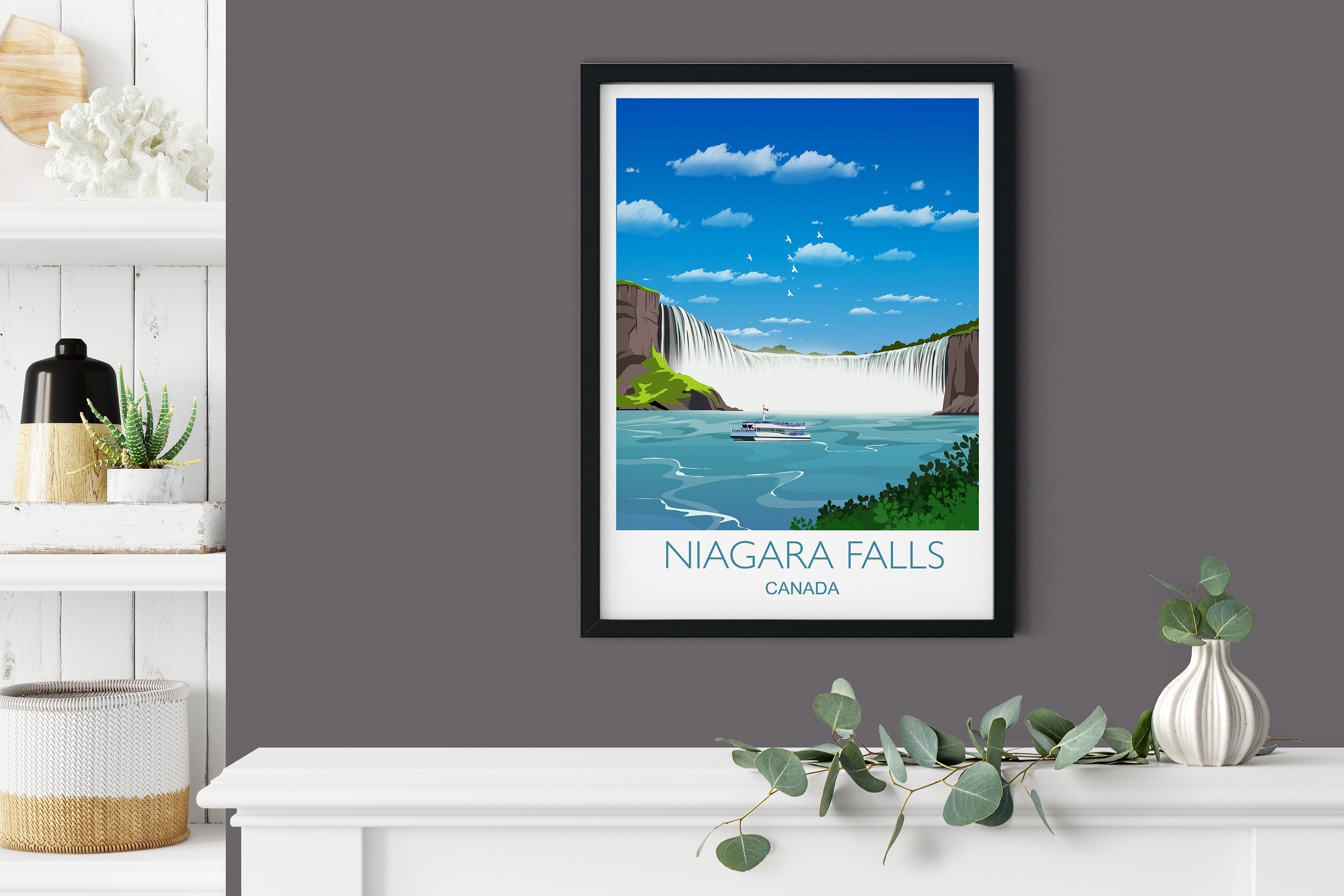 Niagara Falls Travel Poster, Travel Print of Niagara Falls, Ontario, Canada NQ Media Designs