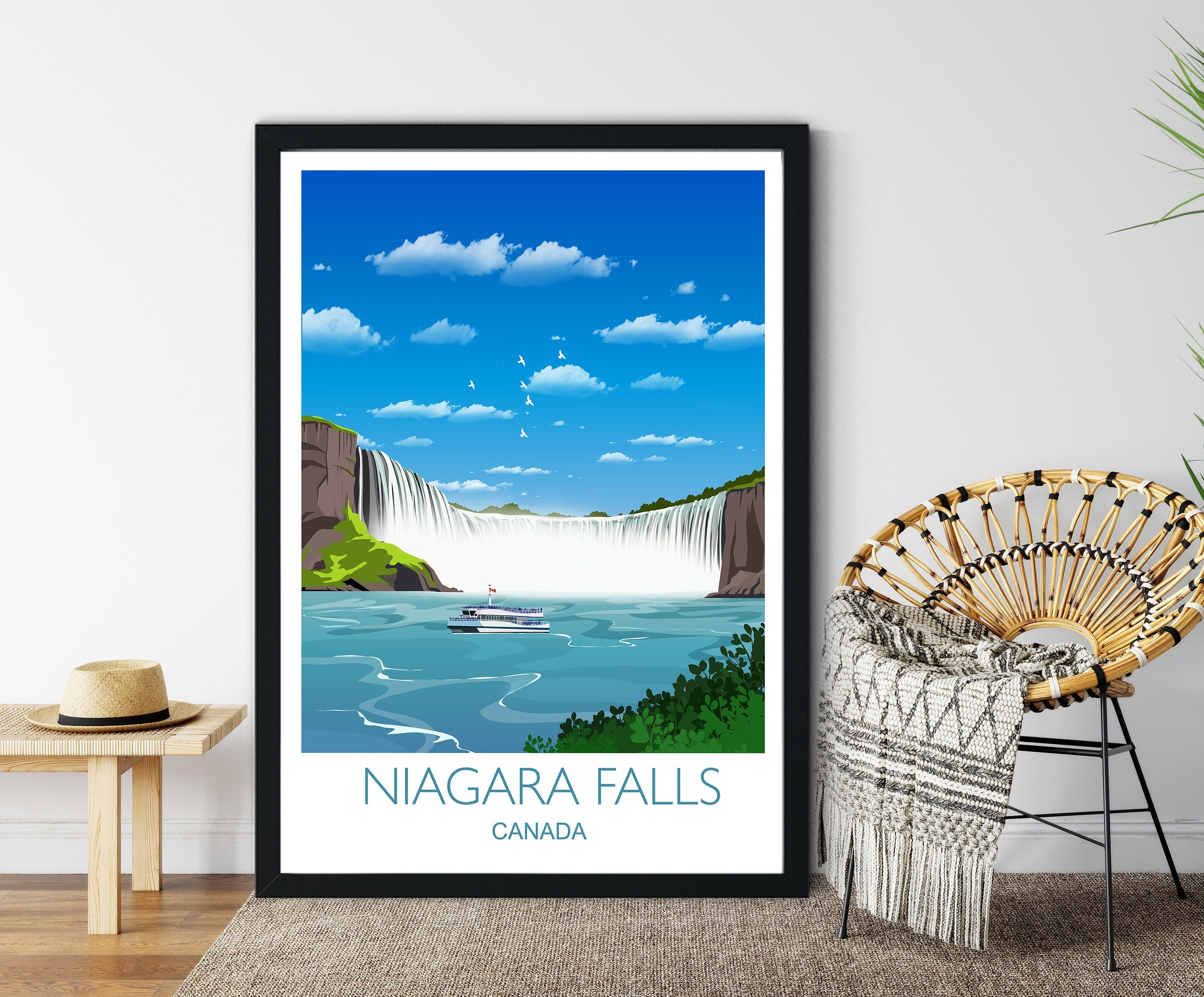 Niagara Falls Travel Poster, Travel Print of Niagara Falls, Ontario, Canada NQ Media Designs