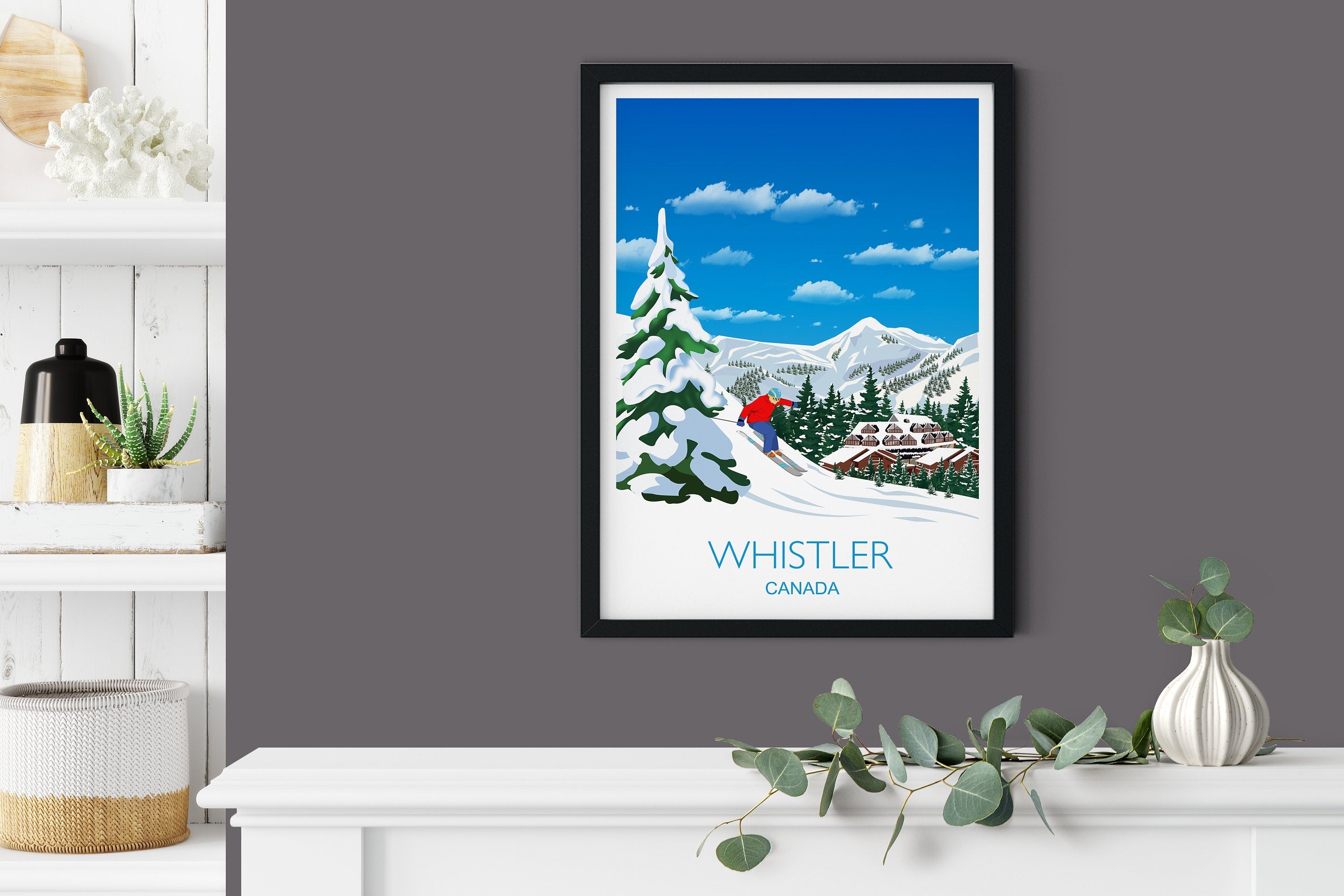 Whistler Travel Poster, Travel Print of Whistler, British Columbia, Canada NQ Media Designs