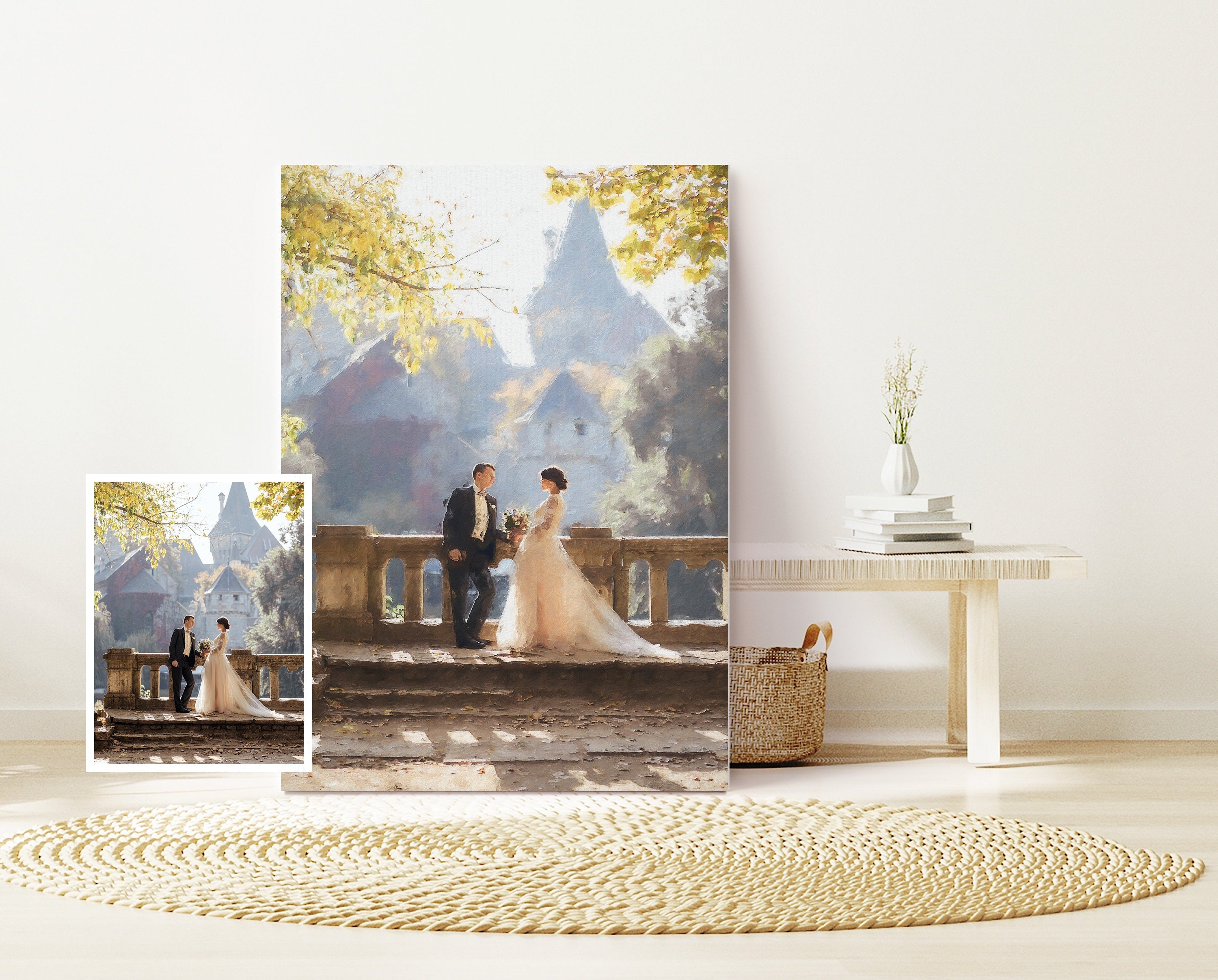 Portrait Painting from your Photo, Personalized Wedding Anniversary Painting, Custom Couple Portrait, Digital Print on Canvas, Family gift NQ Media Designs