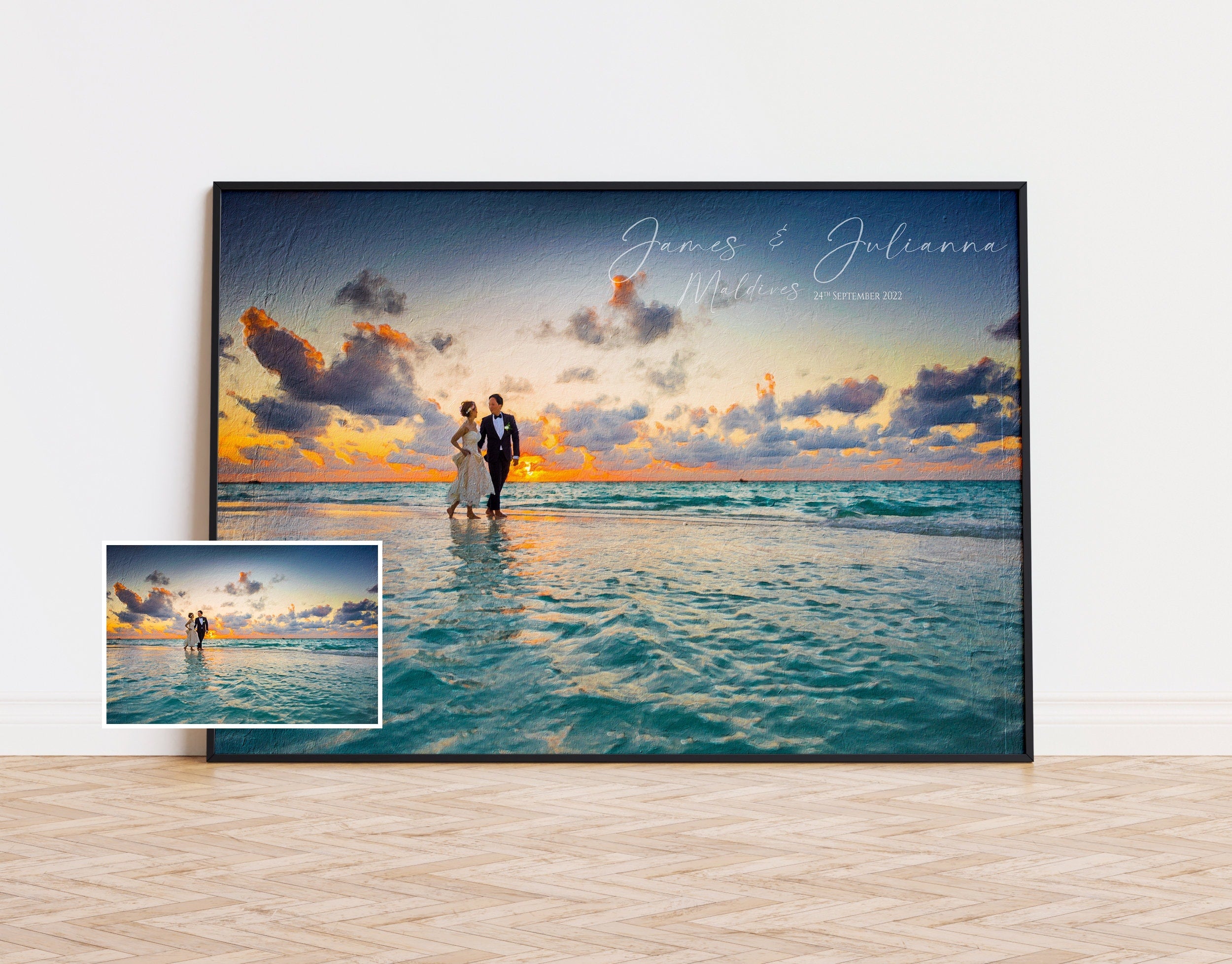 Portrait Painting from your Photo, Personalized Wedding Anniversary Painting, Custom Couple Portrait, Digital Print on Canvas, Family gift NQ Media Designs