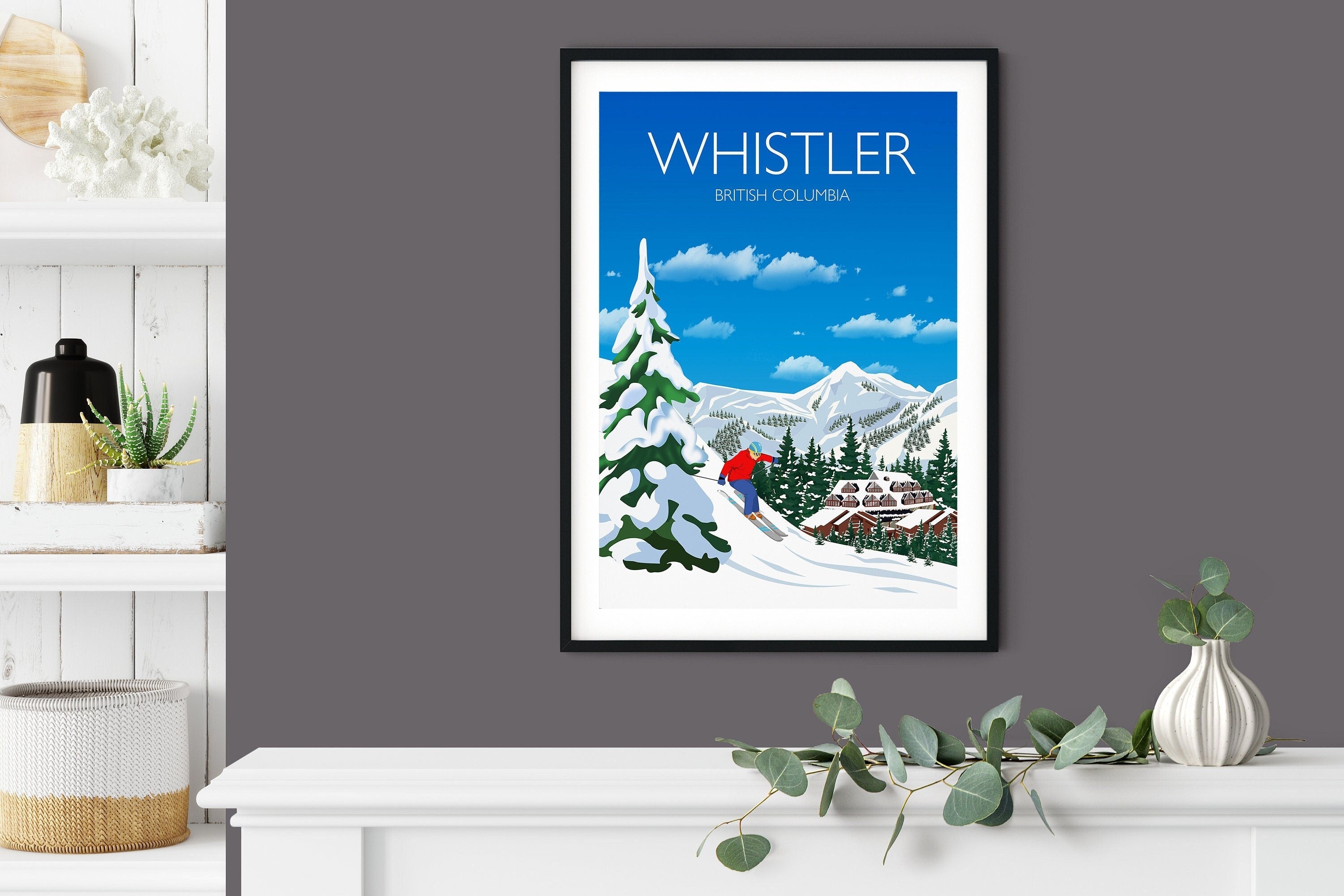 Whistler Travel Poster, Travel Print of Whistler, Whistler, British Columbia, Canada NQ Media Designs