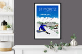 St Moritz Travel Poster, Travel Print of St Moritz, St Moritz, Switzerland NQ Media Designs