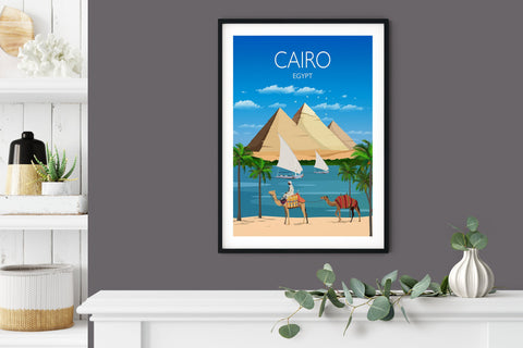Cairo Travel Poster, Travel Print of Cairo, Cairo, Pyramids, Egypt