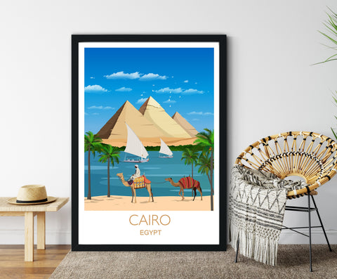 Cairo Travel Print, Cairo Travel Poster, Pyramids, Egypt, Egypt Travel Poster