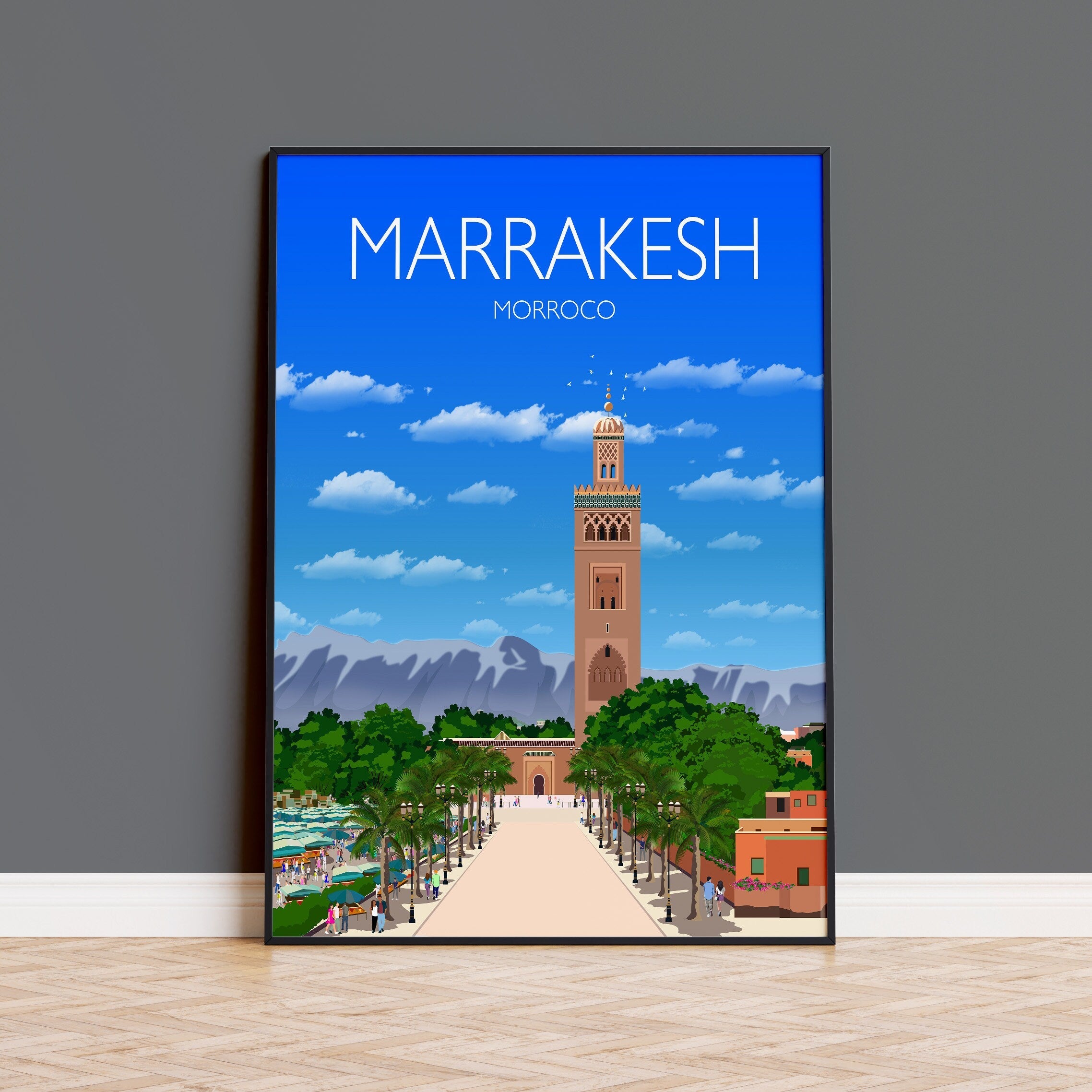 Marrakesh Travel Poster, Travel Print of Marrakesh, Marrakesh Morocco NQ Media Designs