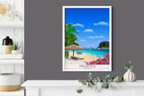 Mauritius Travel Poster, Travel Print of Mauritius, Indian Ocean NQ Media Designs