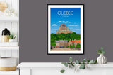 Quebec Travel Poster, Travel Print of Quebec, City of Quebec Canada NQ Media Designs
