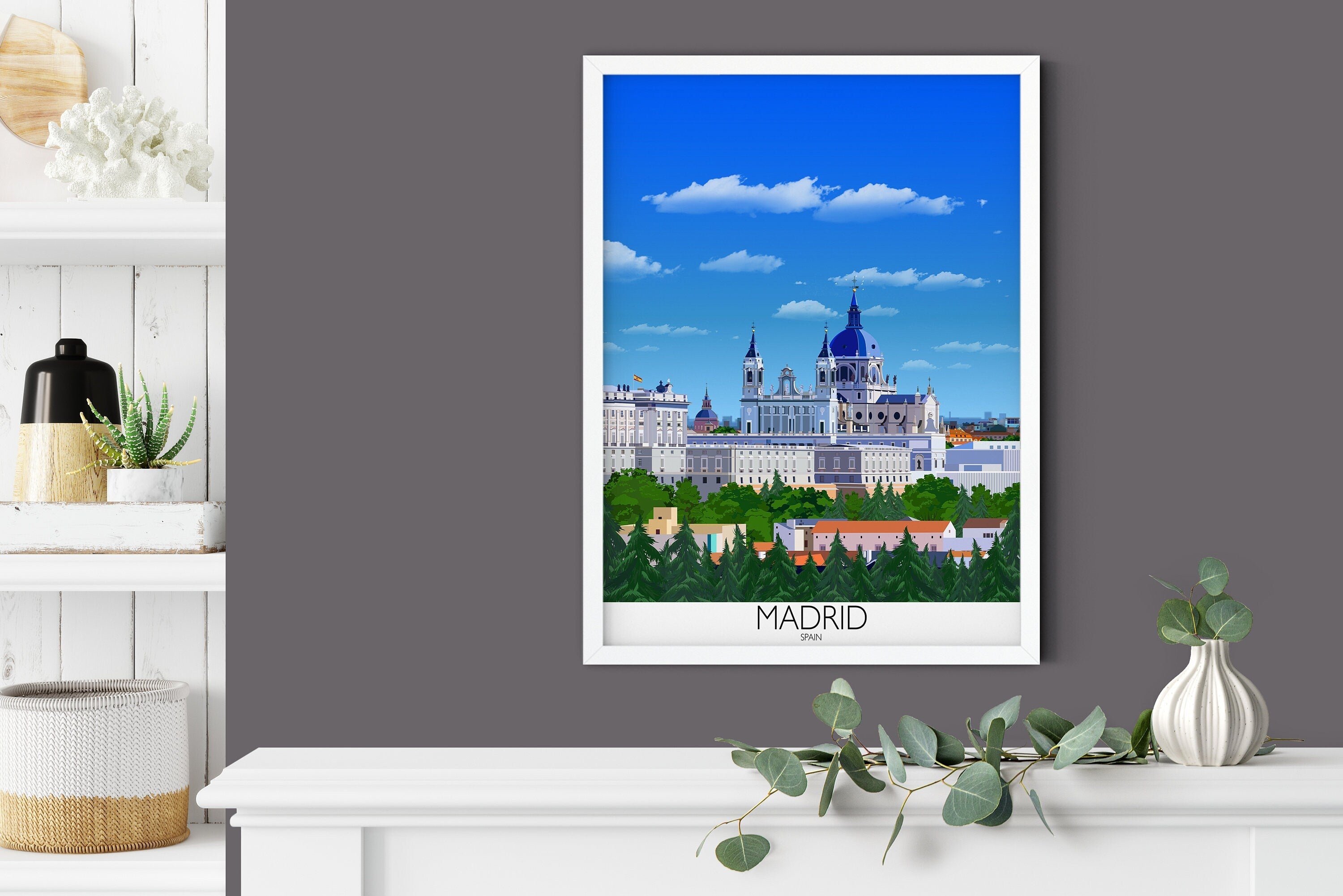 Madrid Travel Poster, Travel Print of Madrid, Madrid Spain NQ Media Designs