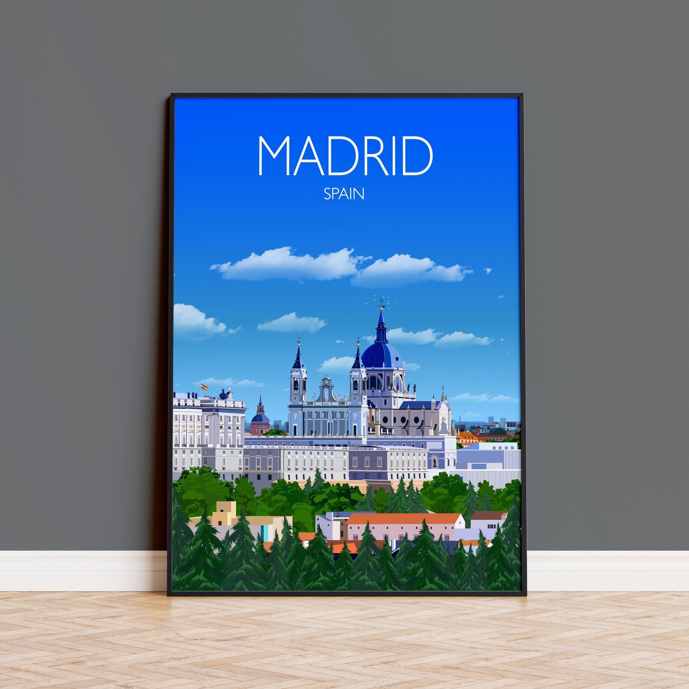 Madrid Travel Poster, Travel Print of Madrid, Madrid Spain NQ Media Designs