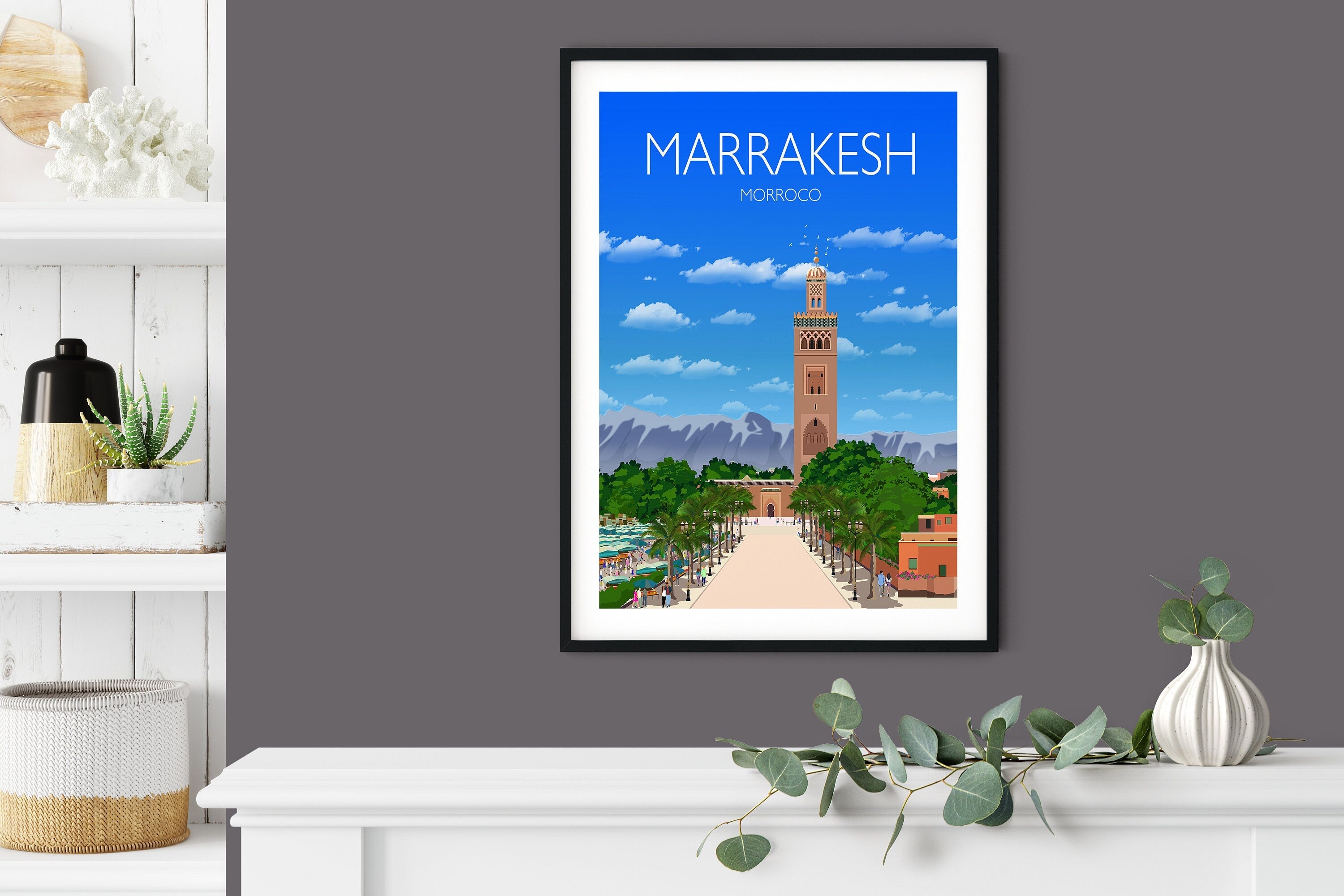 Marrakesh Travel Poster, Travel Print of Marrakesh, Marrakesh Morocco NQ Media Designs