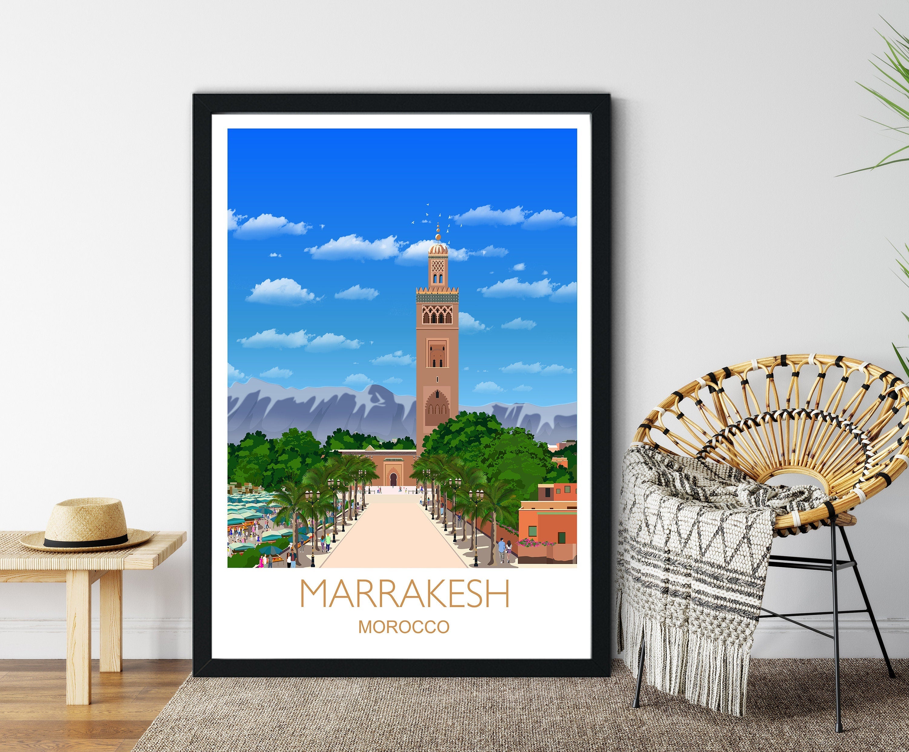 Marrakesh Travel Poster Travel Print of Marrakesh, Marrakesh, Morocco NQ Media Designs