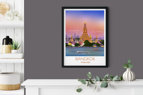 Bangkok Travel Poster, Travel Print of Bangkok, Bangkok, Thailand