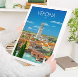 Verona Travel Poster, Travel Print of Verona, Verona Poster, Verona, Italy NQ Media Designs