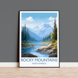 Rocky Mountains Poster, Travel Print of Rocky Mountains, North America, USA, Canada, Travel Gift NQ Media Designs
