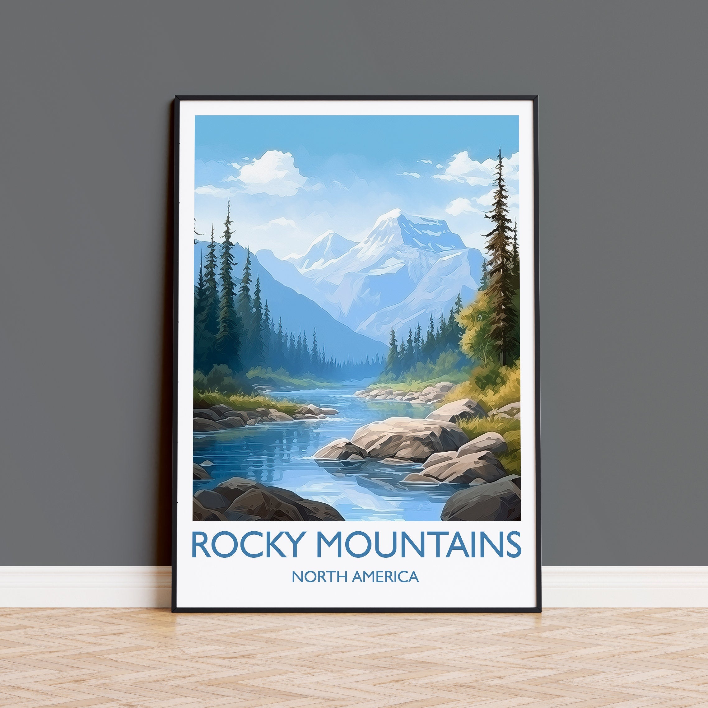Rocky Mountains Poster, Travel Print of Rocky Mountains, North America, USA, Canada, Travel Gift NQ Media Designs