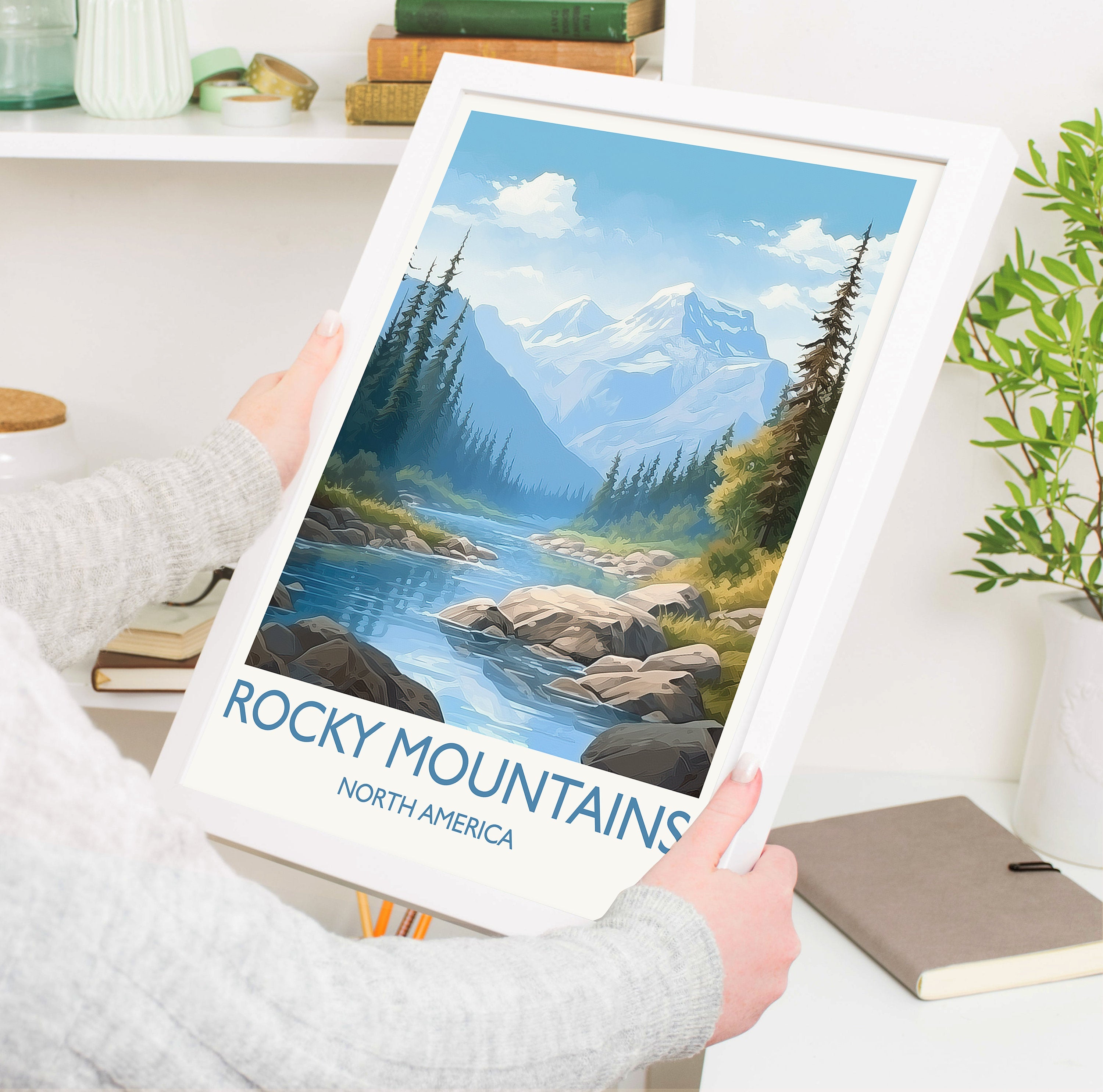 Rocky Mountains Poster, Travel Print of Rocky Mountains, North America, USA, Canada, Travel Gift NQ Media Designs