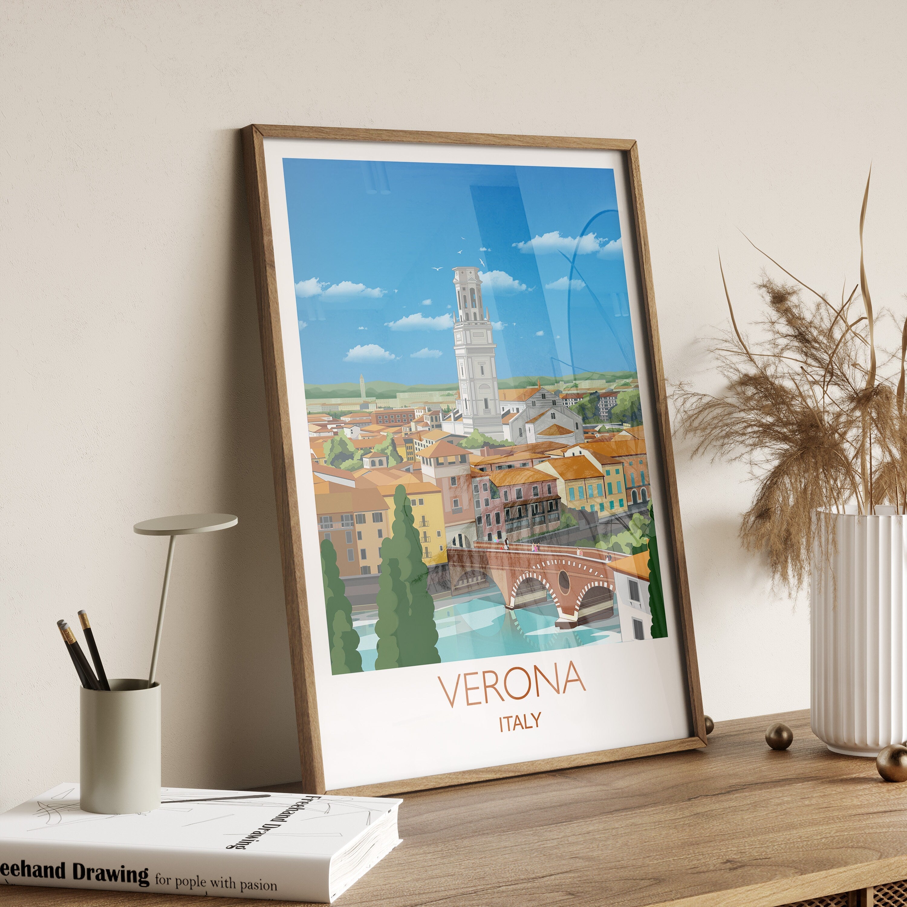 Verona Travel Print, Travel Poster of Verona, Verona Poster, Italy NQ Media Designs