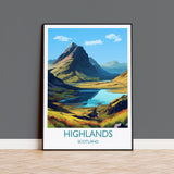 Scottish Highlands Poster, Travel Print of Highlands, Scotland, UK, Travel Gift NQ Media Designs