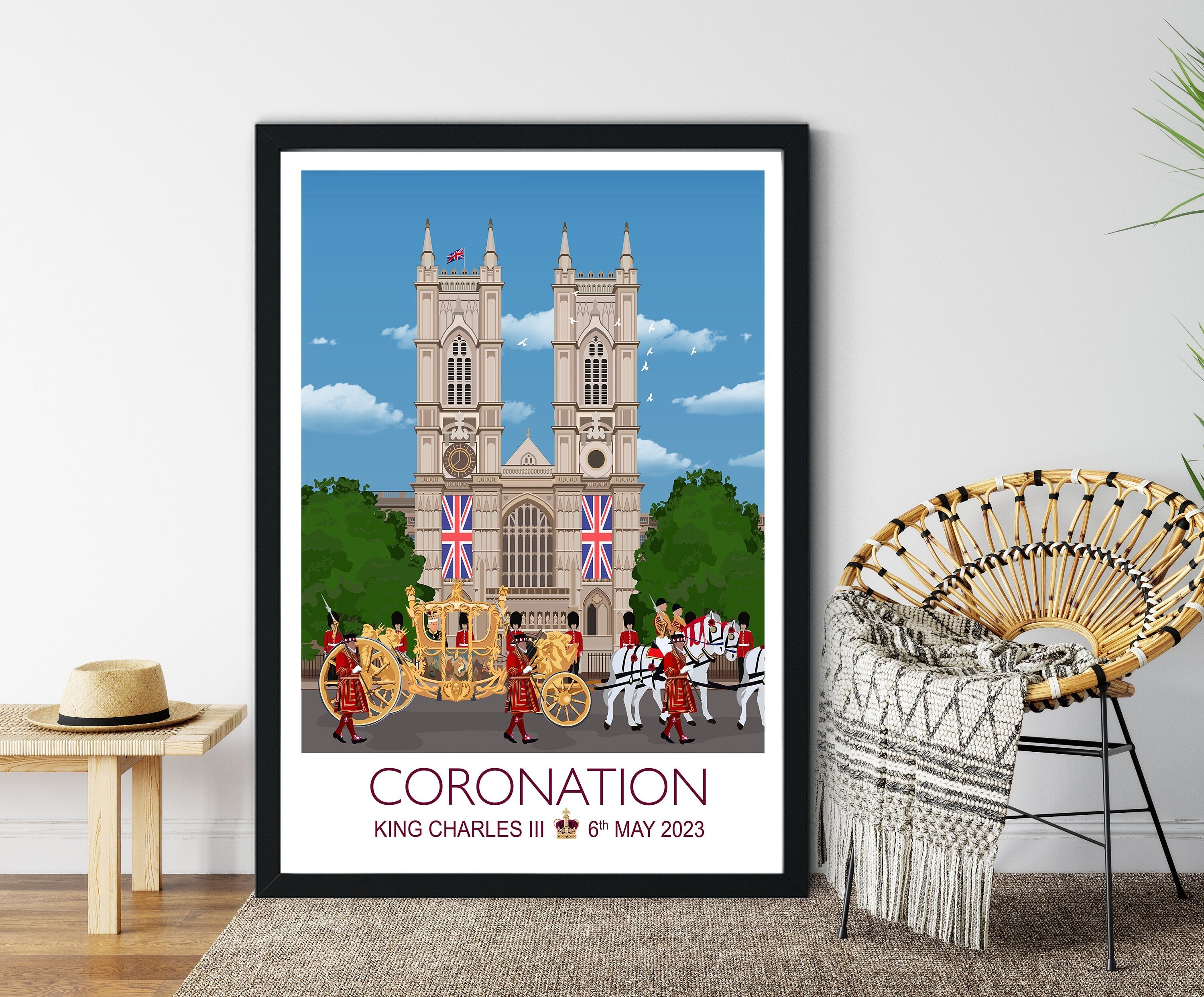 Coronation Poster of London , Coronation Print, Westminster Abbey, London UK, King Charles III, Commemorative Coronation Print NQ Media Designs