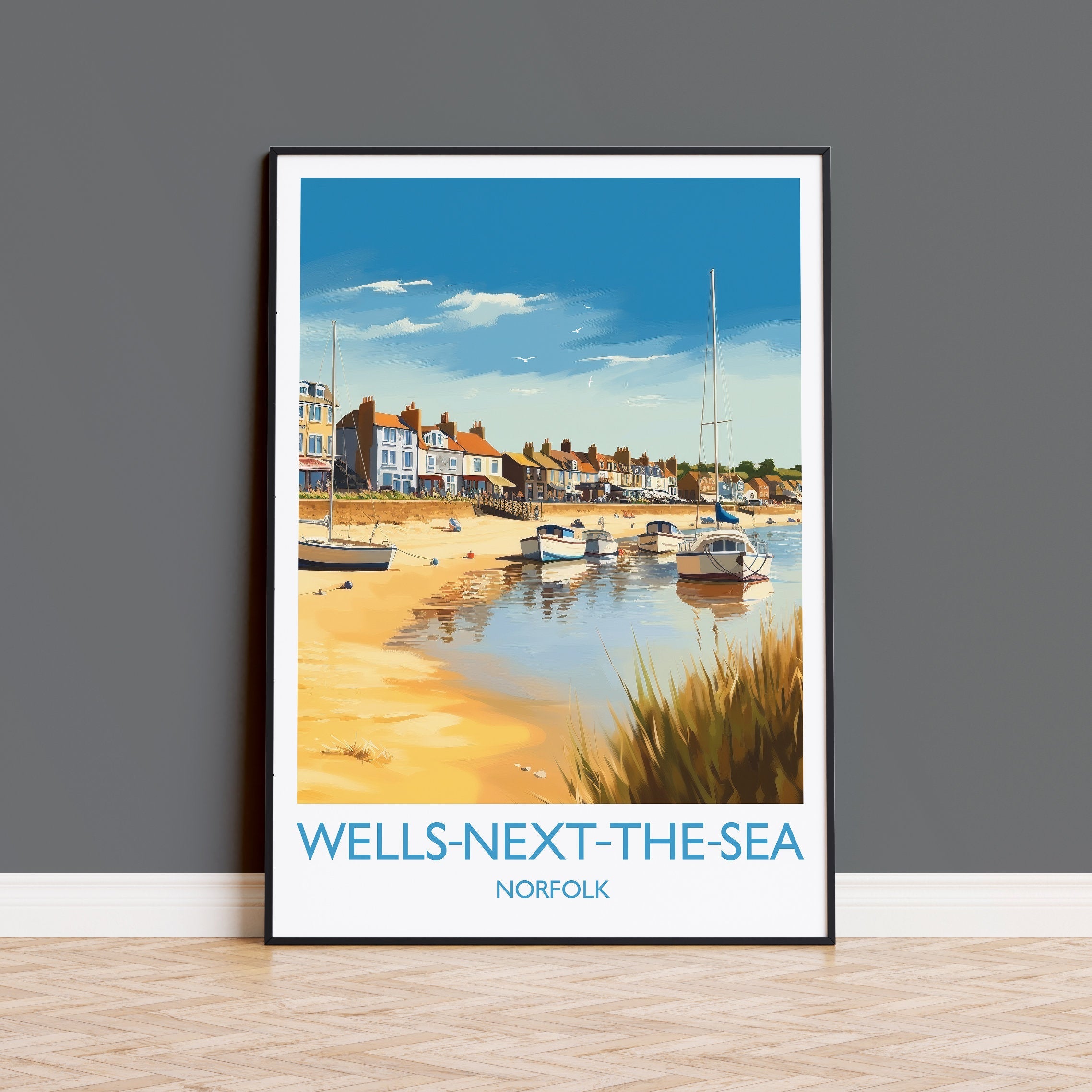 Wells Next the Sea Travel Print, Travel Poster of Wells Next the Sea, Norfolk, England, Norfolk Art, Norfolk Gift, Wall Art Print NQ Media Designs
