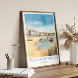 Wells Next the Sea Travel Print, Travel Poster of Wells Next the Sea, Norfolk, England, Norfolk Art, Norfolk Gift, Wall Art Print NQ Media Designs