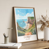 Dorset Travel Print, Travel Poster of Dorset, England, Dorset Coast Art, Dorset Gift, Wall Art Print NQ Media Designs