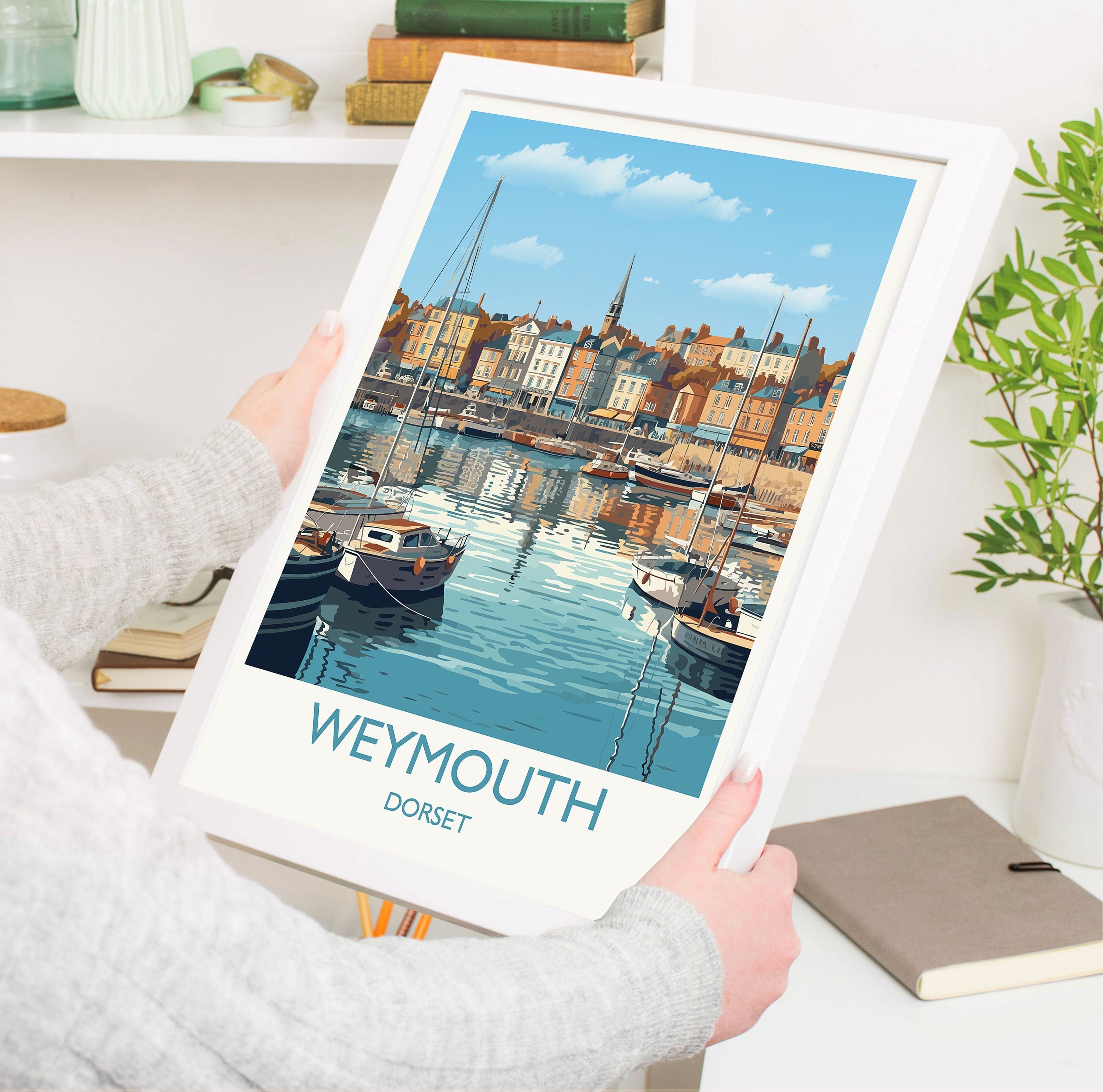 Weymouth Travel Print, Travel Poster of Weymouth, Dorset, England, Dorset Coast Art, Dorset Gift, Wall Art Print NQ Media Designs