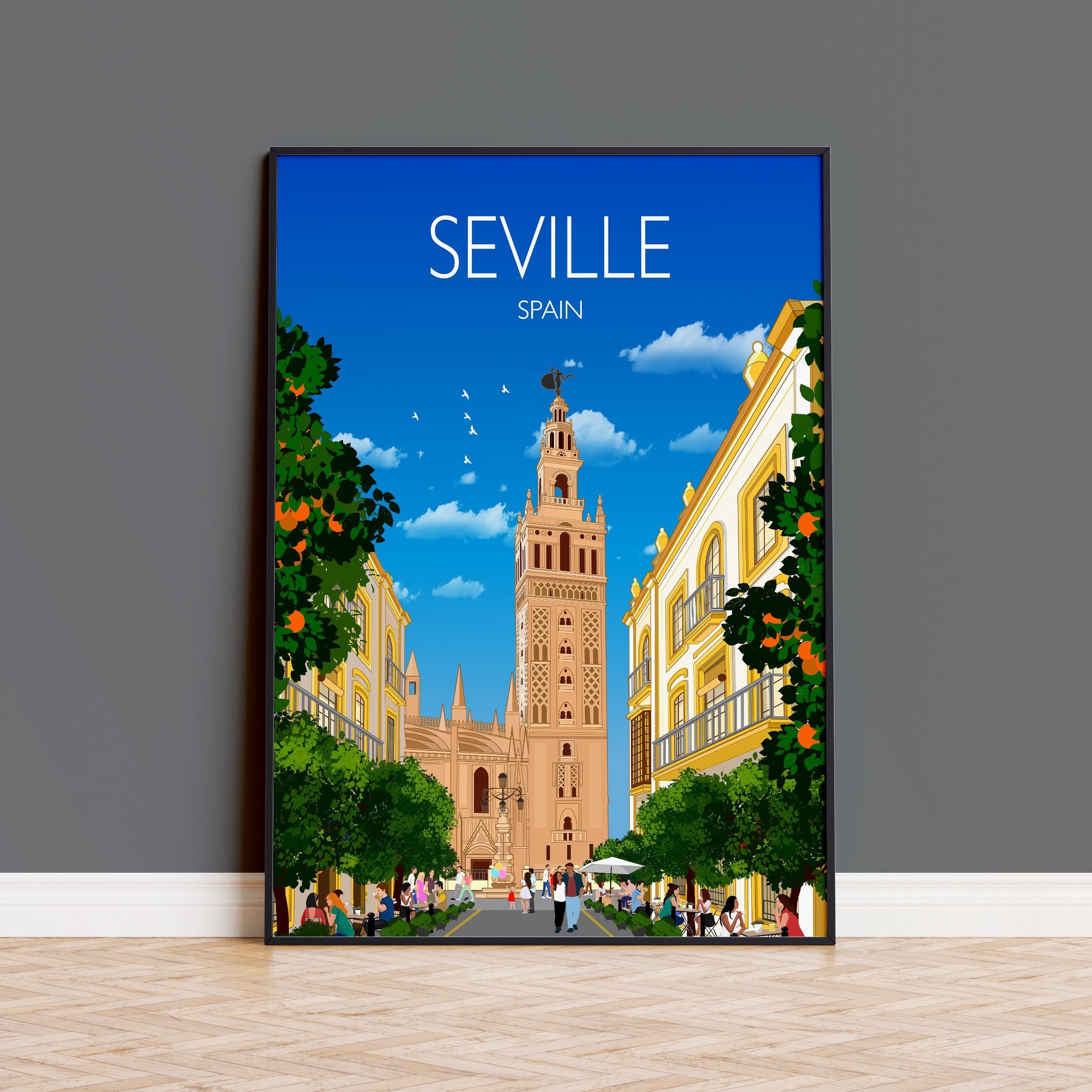 Seville Travel Poster, Travel Print of Seville, Seville Poster, Seville, Spain Travel Poster NQ Media Designs