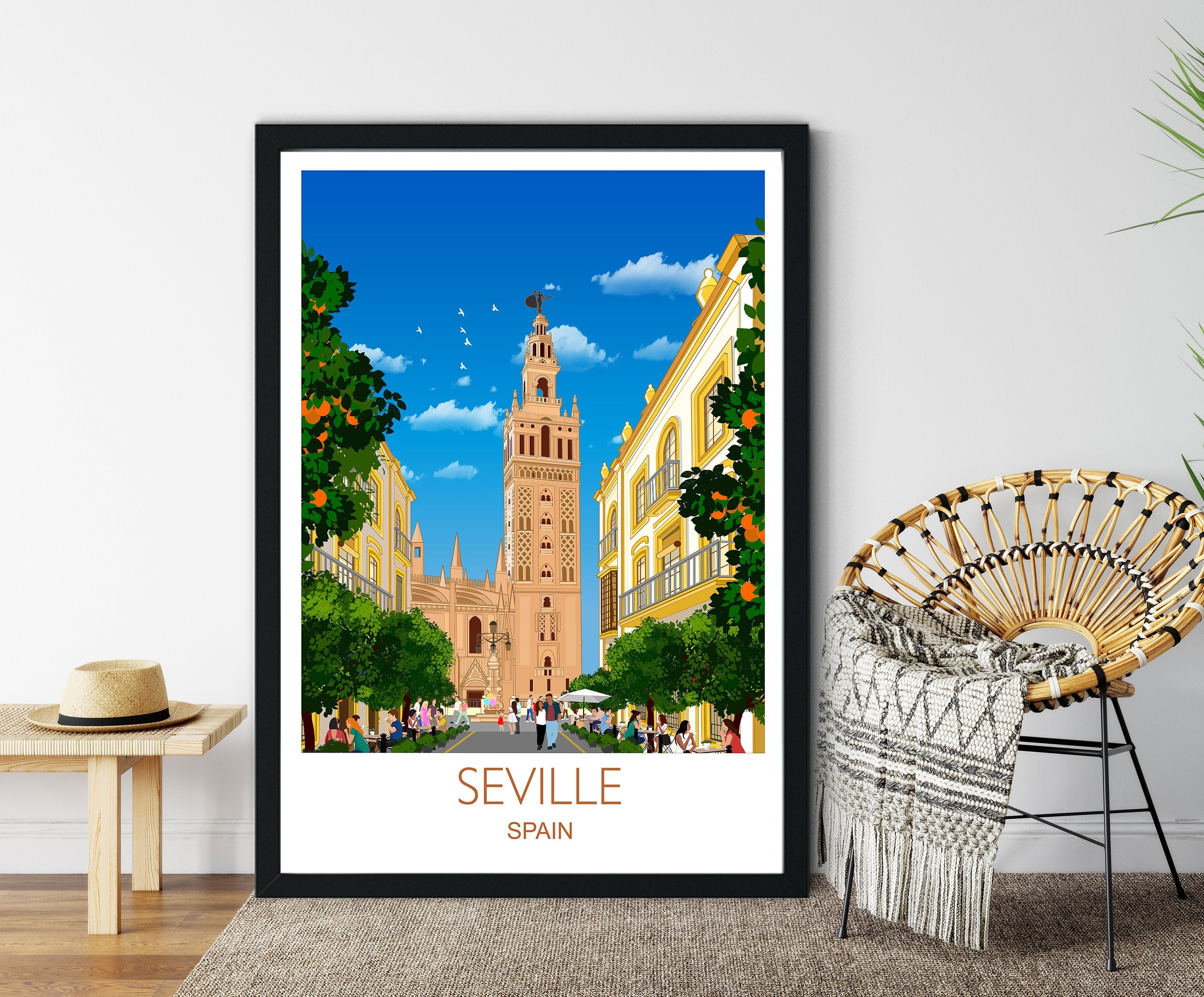 Seville Travel Print, Travel Poster of Seville, Seville Poster, Spain, Spain Poster NQ Media Designs