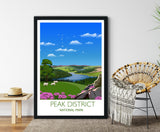 Peak District Travel Print, Travel Poster of Peak District, National Park, England ,Travel Poster, Peak District Print NQ Media Designs