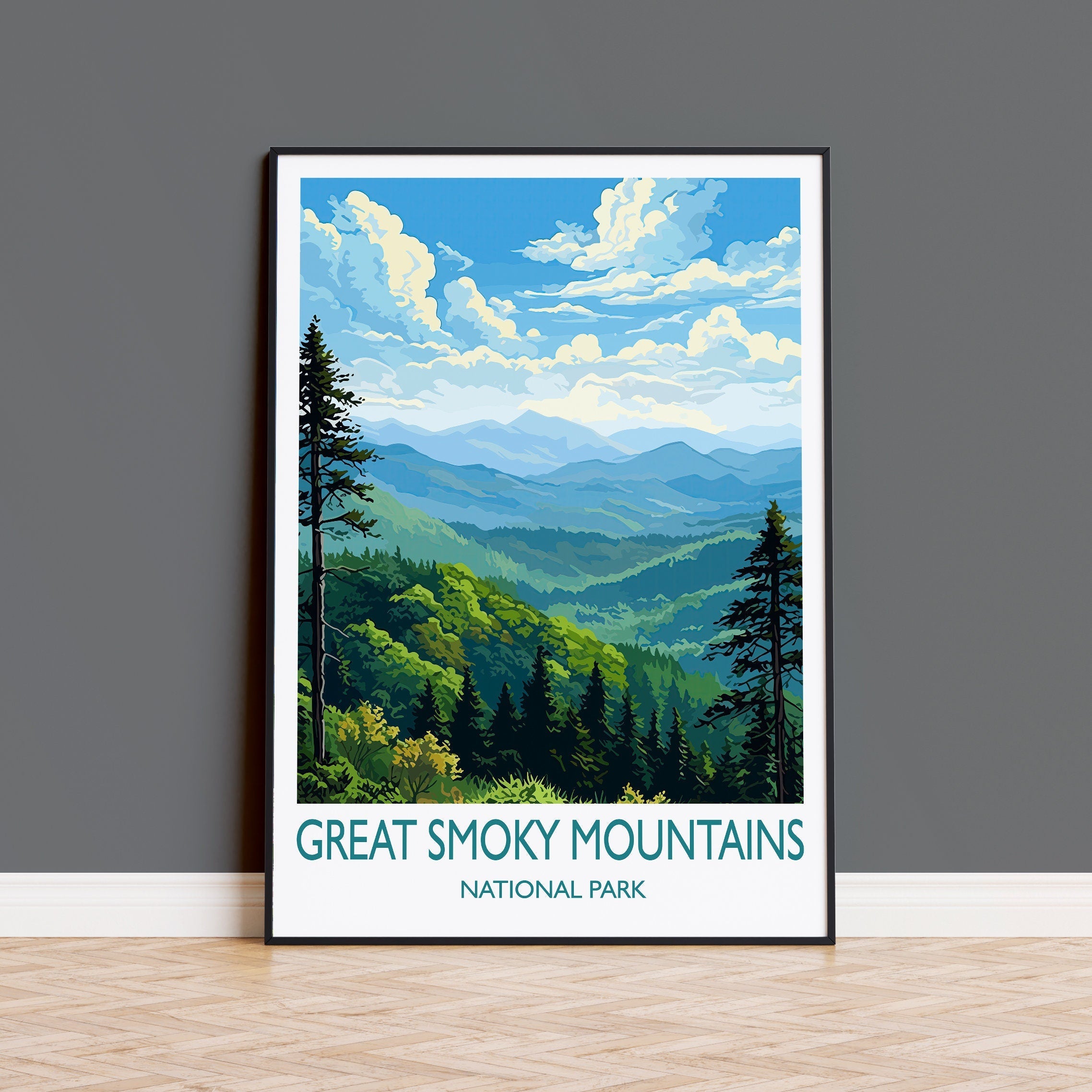 Great Smoky Mountains Print, Travel Poster of Great Smoky Mountains, National Park, USA, Travel Gift NQ Media Designs