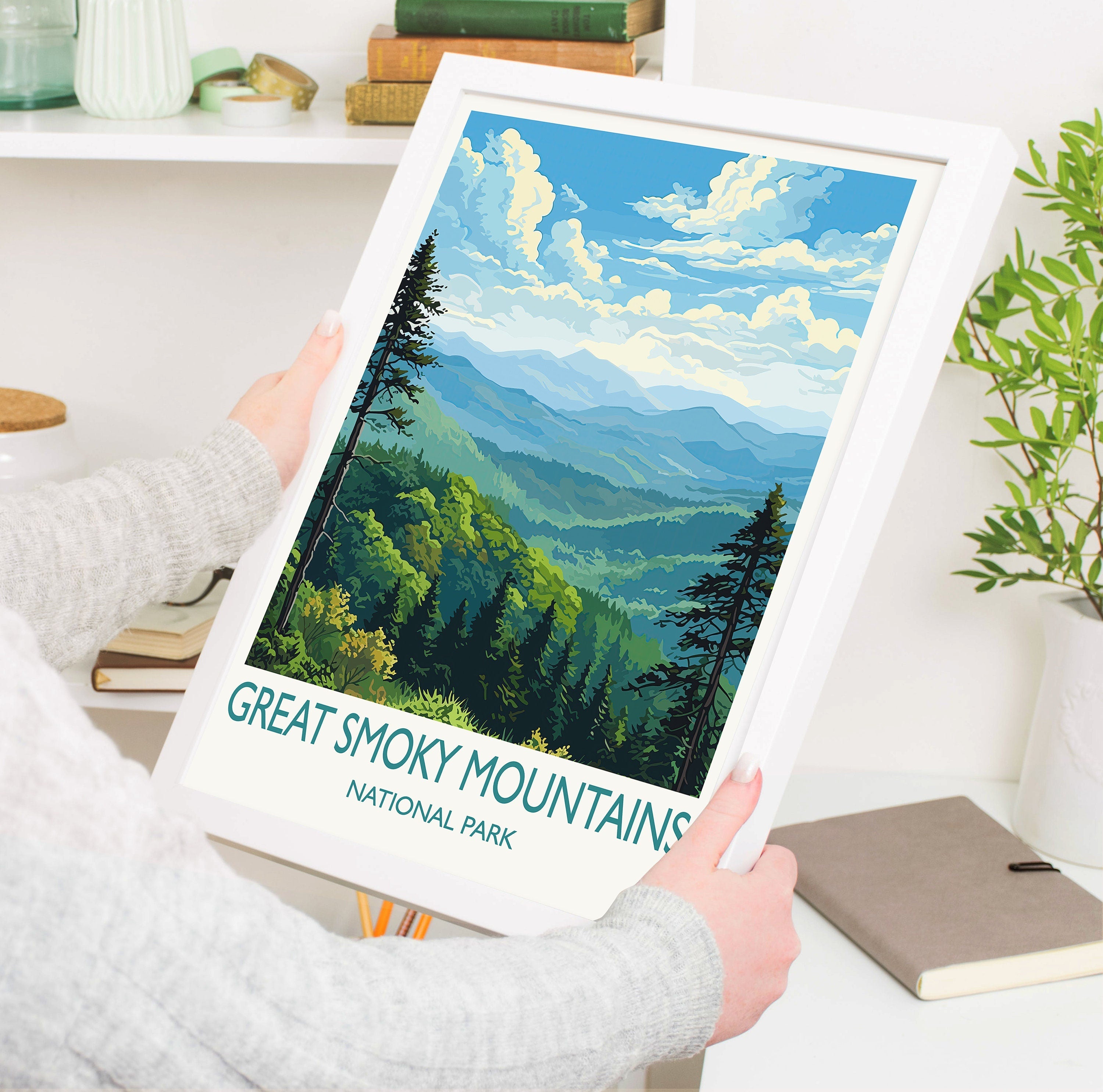 Great Smoky Mountains Print, Travel Poster of Great Smoky Mountains, National Park, USA, Travel Gift NQ Media Designs