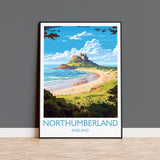 Northumberland Travel Print, Travel Poster of Northumberland Coast,England, Northumberland Art, Bamburgh Castle Gift, Wall Art Print NQ Media Designs