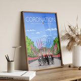 King Charles III Coronation Print, London Travel Poster, Buckingham Palace, The Mall, City of London, UK, Limited Edition Print NQ Media Designs