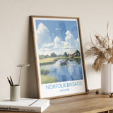 Norfolk Broads Travel Print, Travel Poster of Norfolk Broads, England, Norfolk Art, Norfolk Broads Gift, Wall Art Print NQ Media Designs